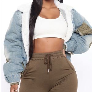 Denim Bomber Jacket - Olive/combo